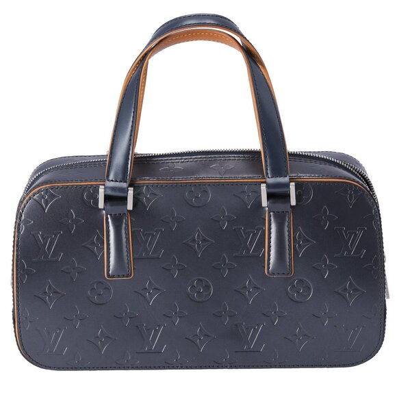 Louis Vuitton Shelton Monogram Mat Handbag M55175 Blue Leather - Picture 1 of 8